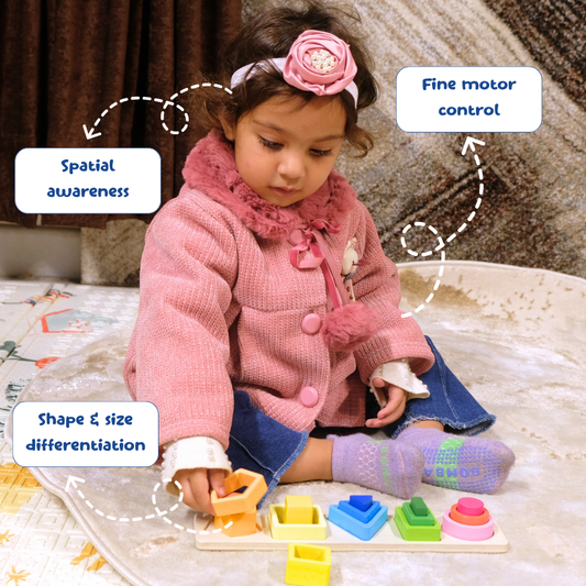 Educational puzzle with colorful blocks for kids learning