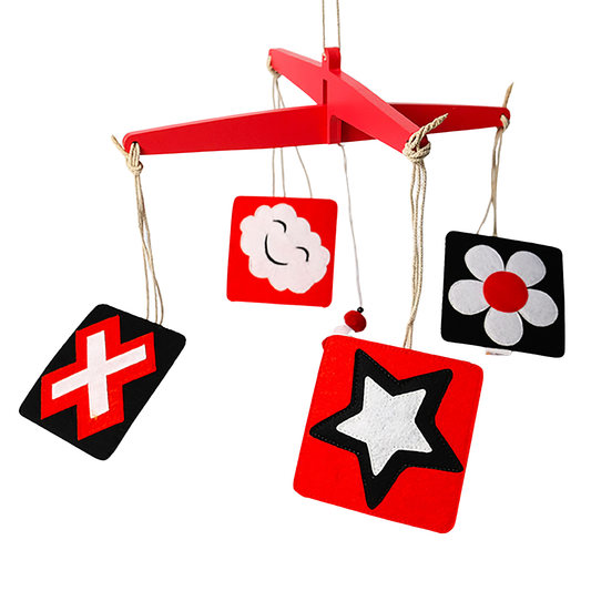 Black white red contrast cards for newborn vision