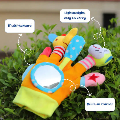 Baby glove toy with crinkle sound for sensory play