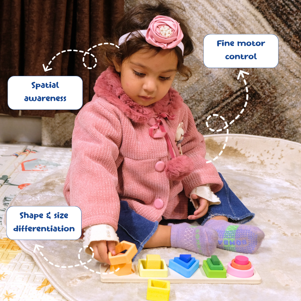 Educational puzzle with colorful blocks for kids learning