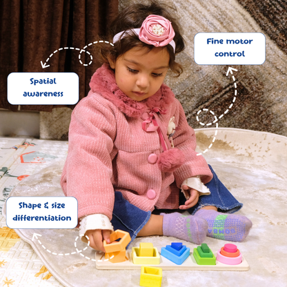 Educational puzzle with colorful blocks for kids learning