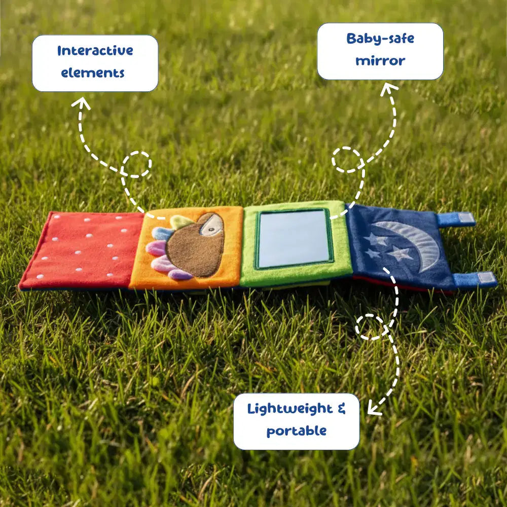 Foldable tummy time mirror for baby sensory play