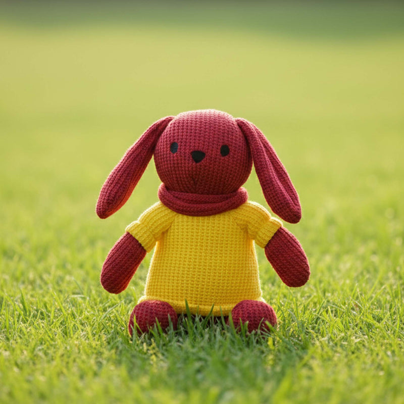 Hugsy soft toy hand knit plush toy for babies