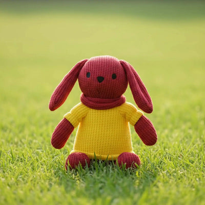 Hugsy soft toy hand knit plush toy for babies
