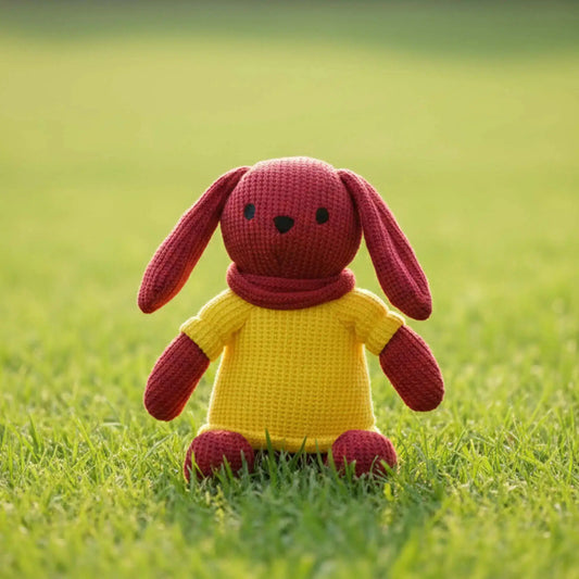 Hugsy soft toy hand knit plush toy for babies