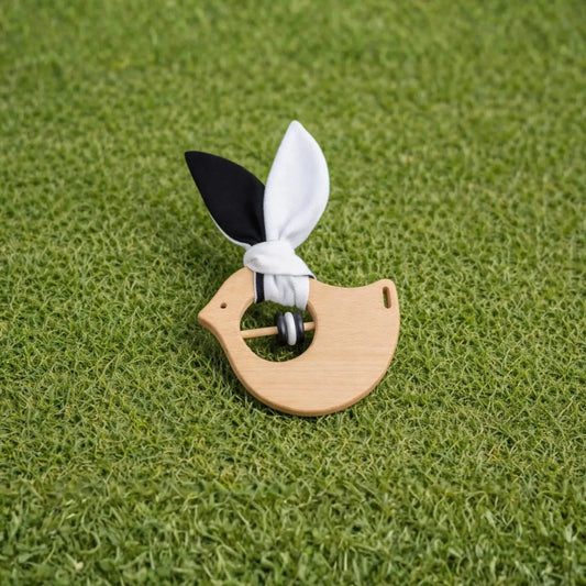 Little birdie rattle for baby wooden sensory toy