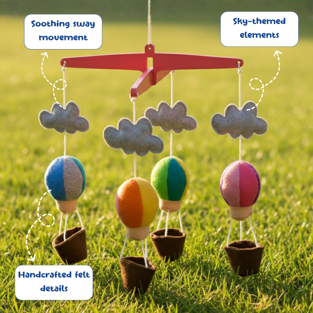 Montessori baby mobile for early visual tracking
