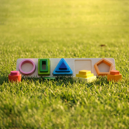 Nest-a-Shape puzzle wooden shape sorting toy for kids