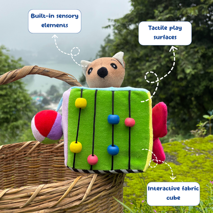 Soft fabric cube toy for toddlers early learning