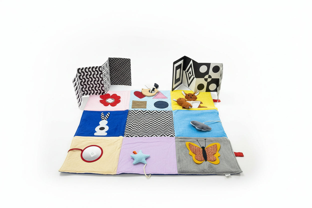 Wooden rattle toy for baby early sensory play